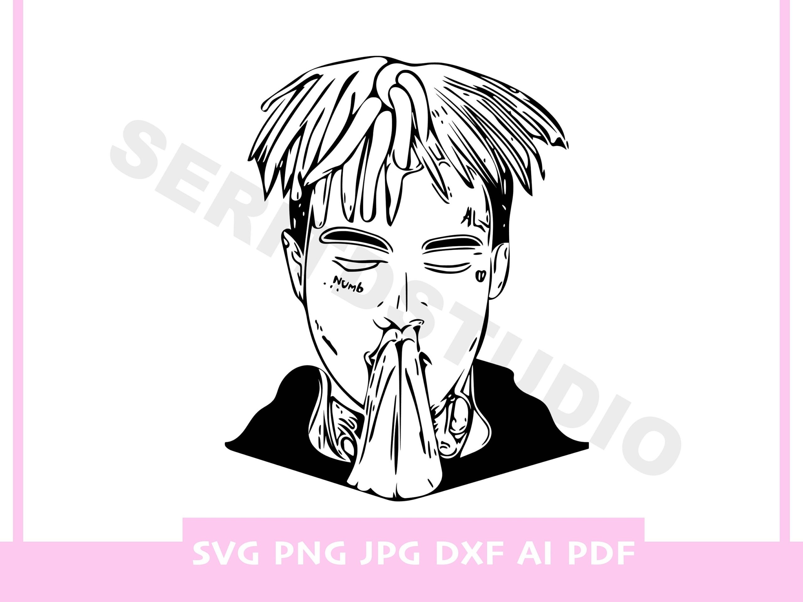 1 Xxxtentacion Face Rapper Printable Cricut Iron On Transfer Shirt T Shirt Party Cut Png Pdf Ai