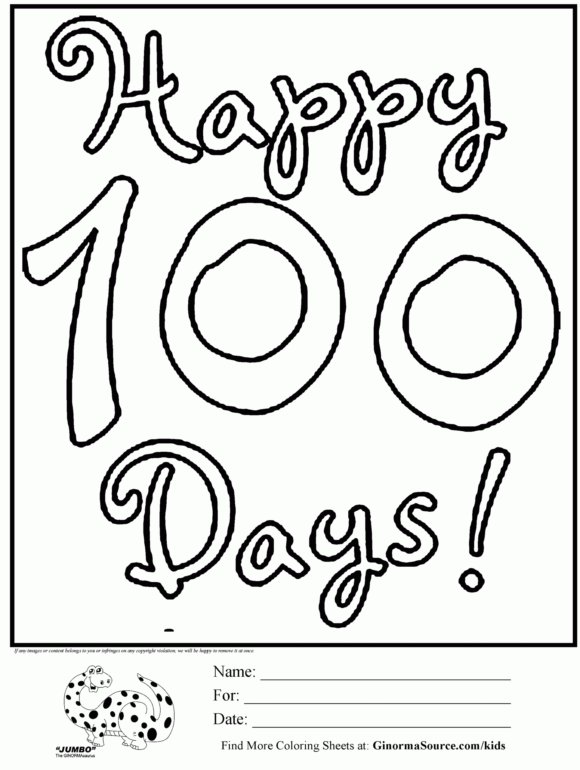 100Th Day Coloring Page Free Printable