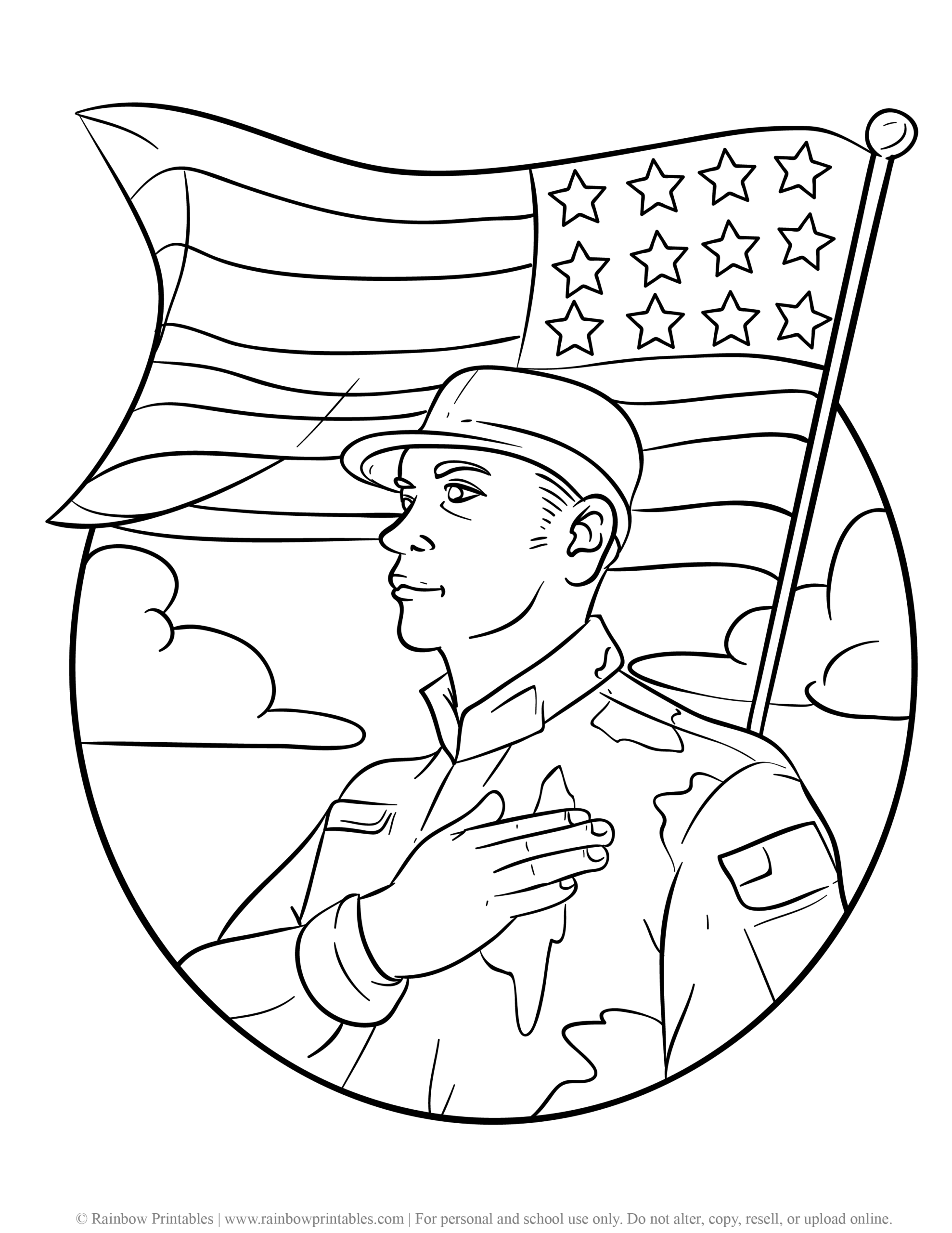 12 Free U S Military Army Soldier Coloring Pages For Kids Rainbow Printables