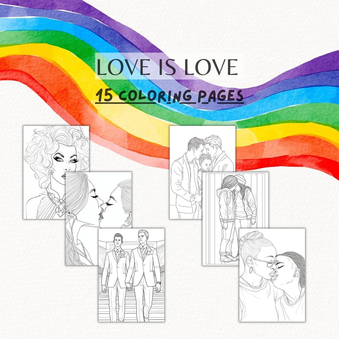 15 Printable LGBTQ Coloring Pages For Adults Pride Adult Coloring Sheets Instant Download PDF