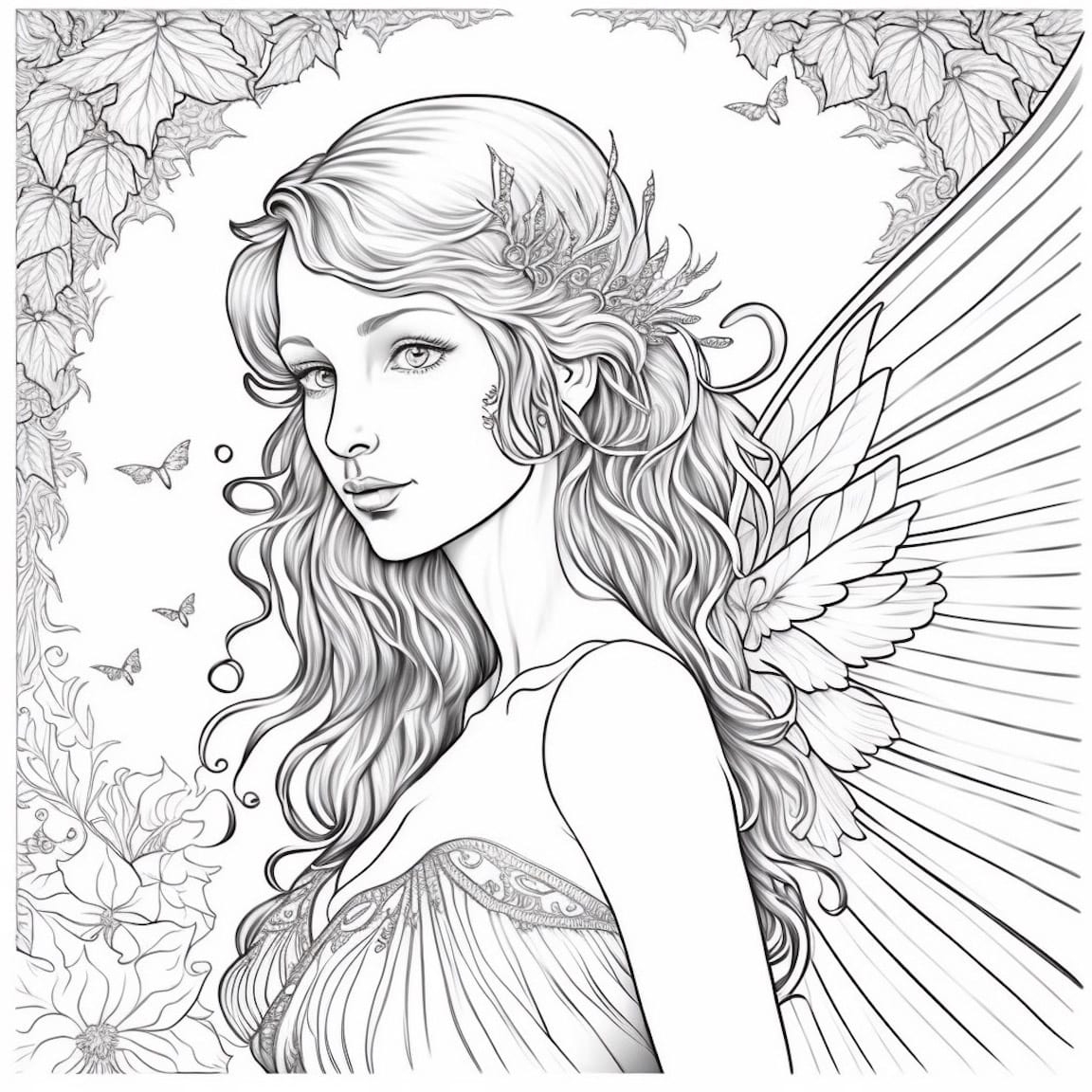 Detailed Fairy Coloring Pages