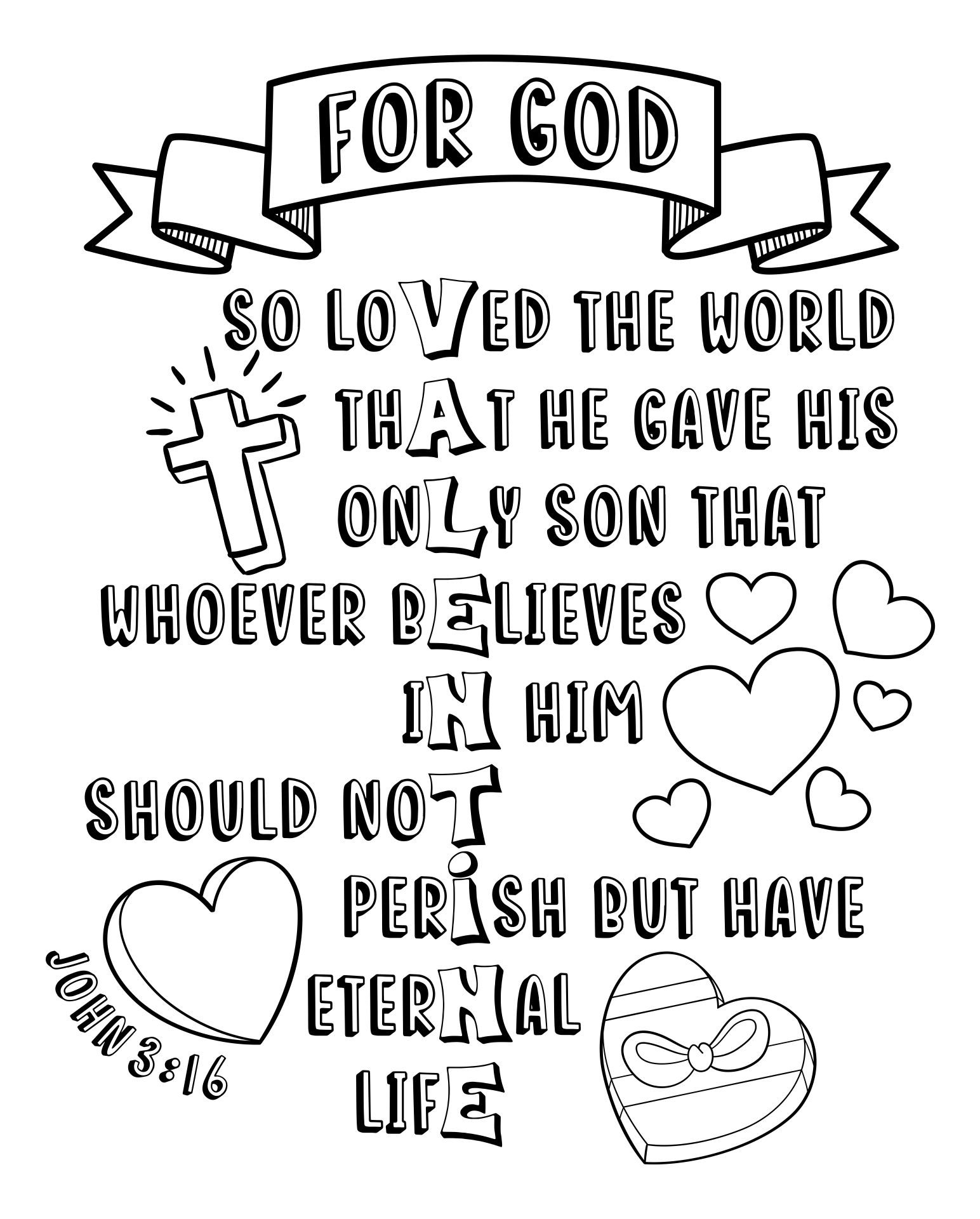 8 Best Images Of Printable Coloring Page With John 3 16 John 3 16 Easter Coloring Page