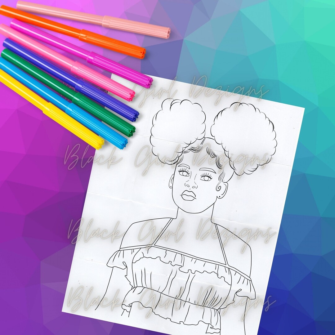 African American Girl With Natural Hair Coloring Page Printable Coloring Page Black Girl