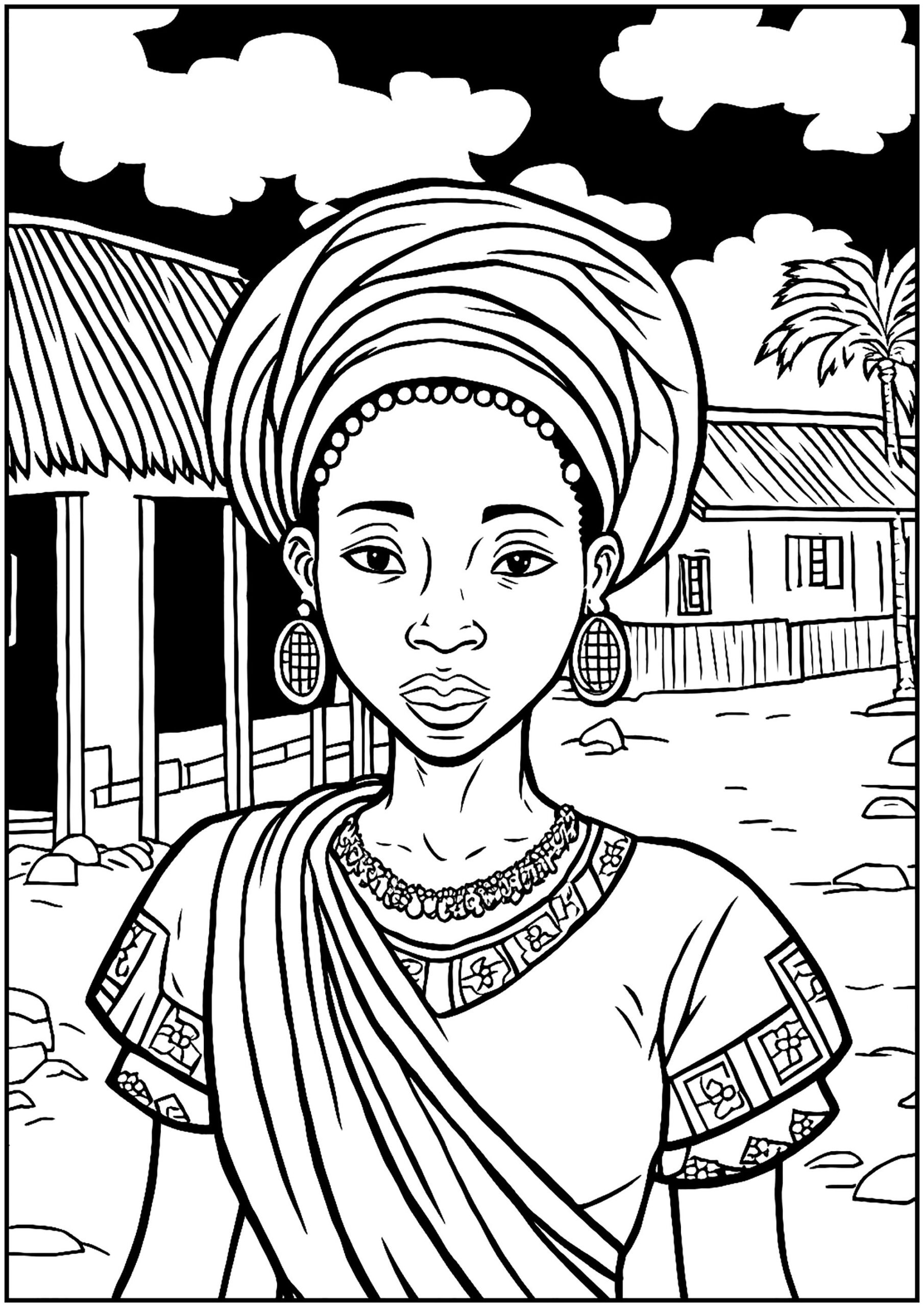 African Village Coloring Pages