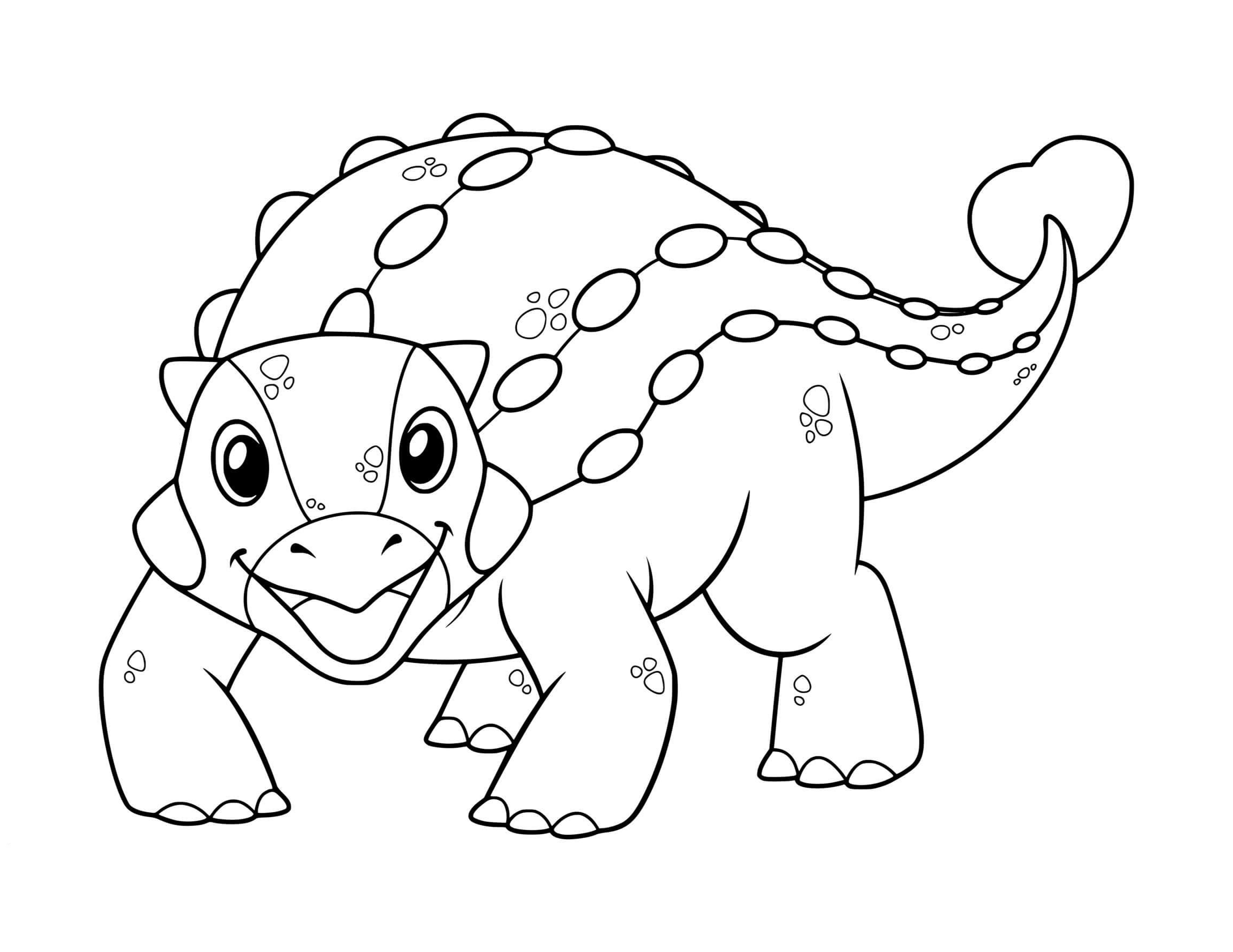 Ankylosaurus Lovely Dinosaur Cartoon Coloring Page Free Printable Coloring Pages