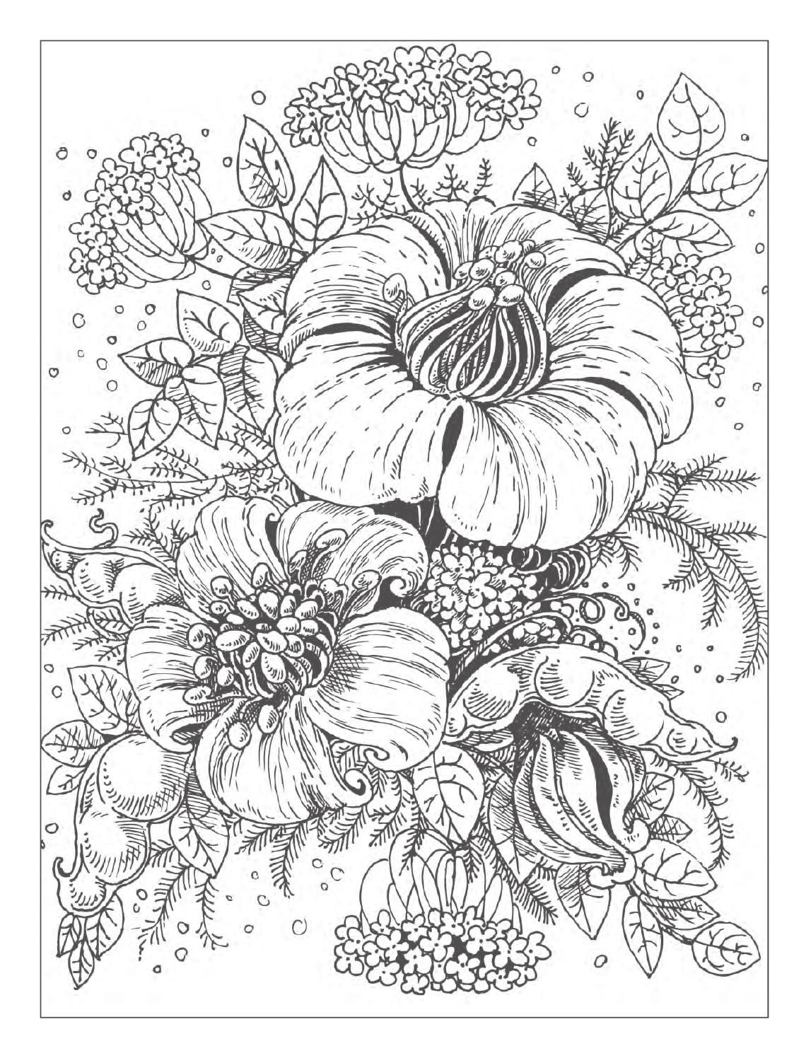 Beautiful Flowers Detailed Floral Designs Coloring Book Preview Designs Coloring Books