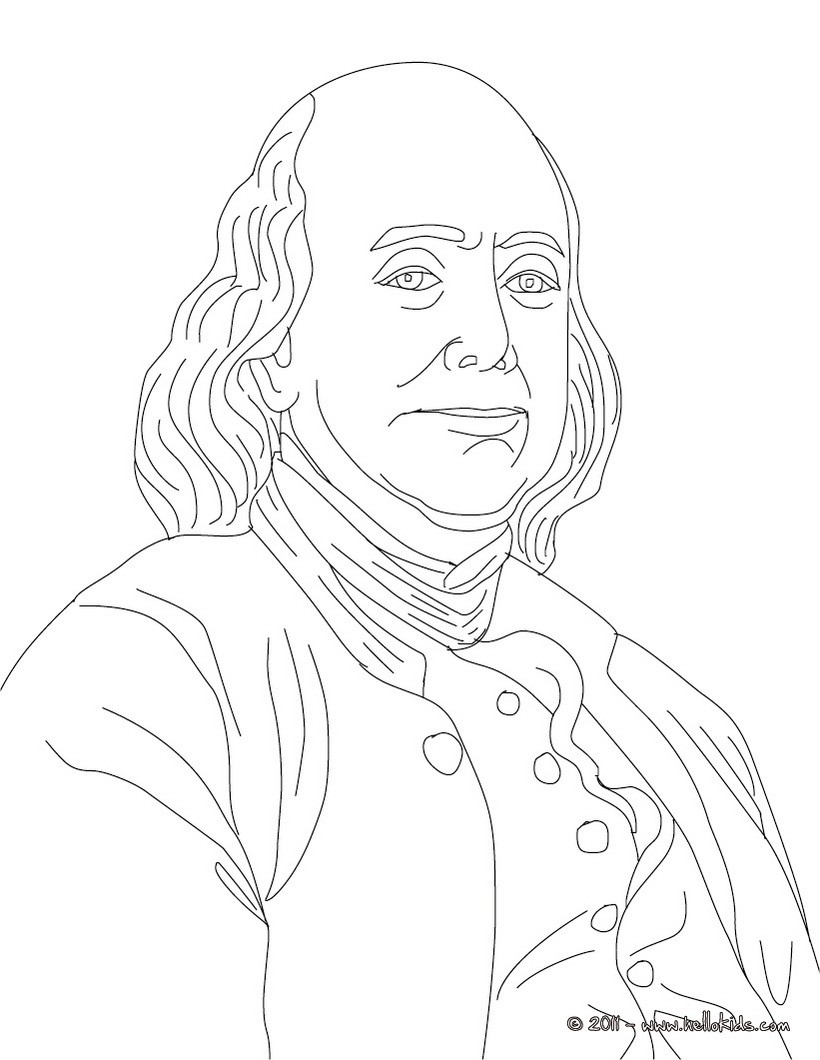 Benjamin Franklin Coloring Pages Hellokids