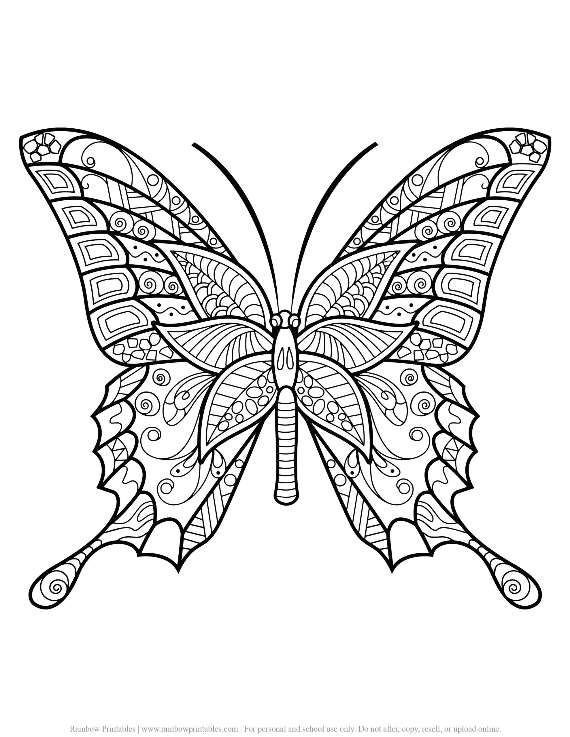 Butterfly Mandala Pattern Coloring Page Rainbow Printables