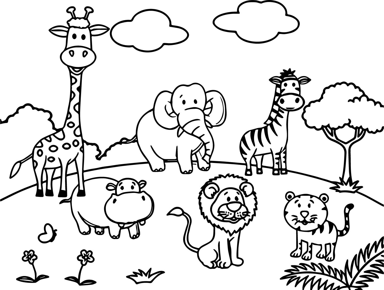 Cartoon Animals All Coloring Page Wecoloringpage
