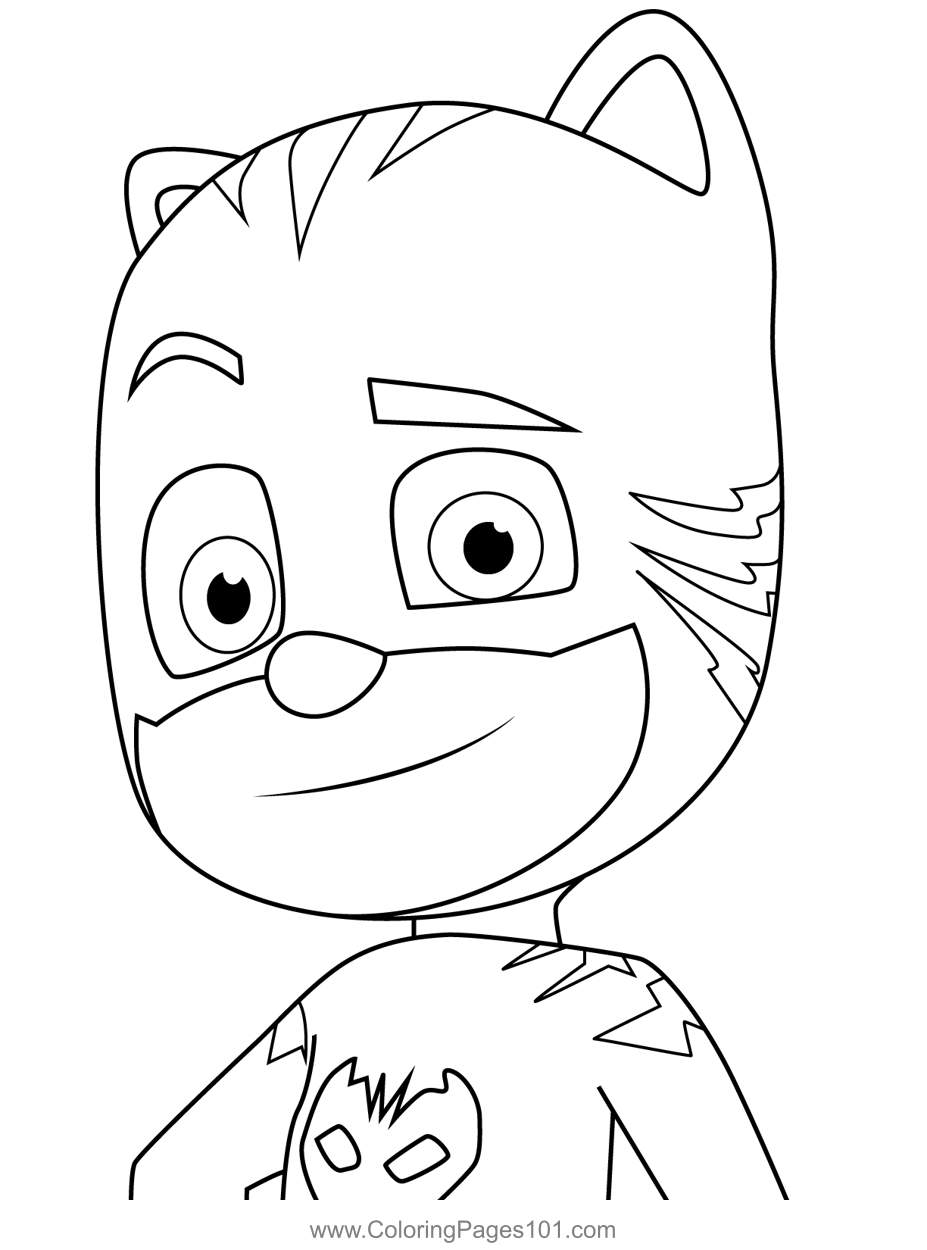 Catboy Face PJ Masks Coloring Page For Kids Free PJ Masks Printable Coloring Pages Online For