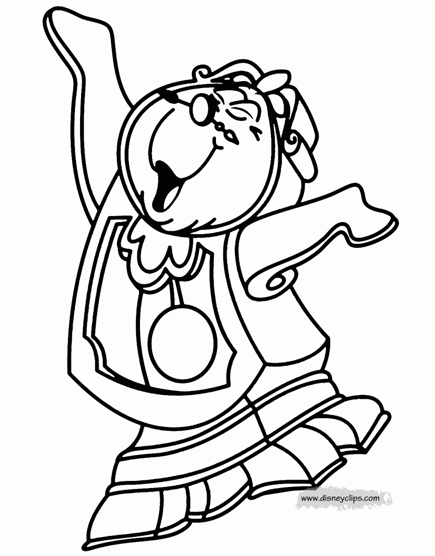 Cogsworth Coloring Gif 864 1104 Disney Coloring Pages Coloring Books Disney Princess