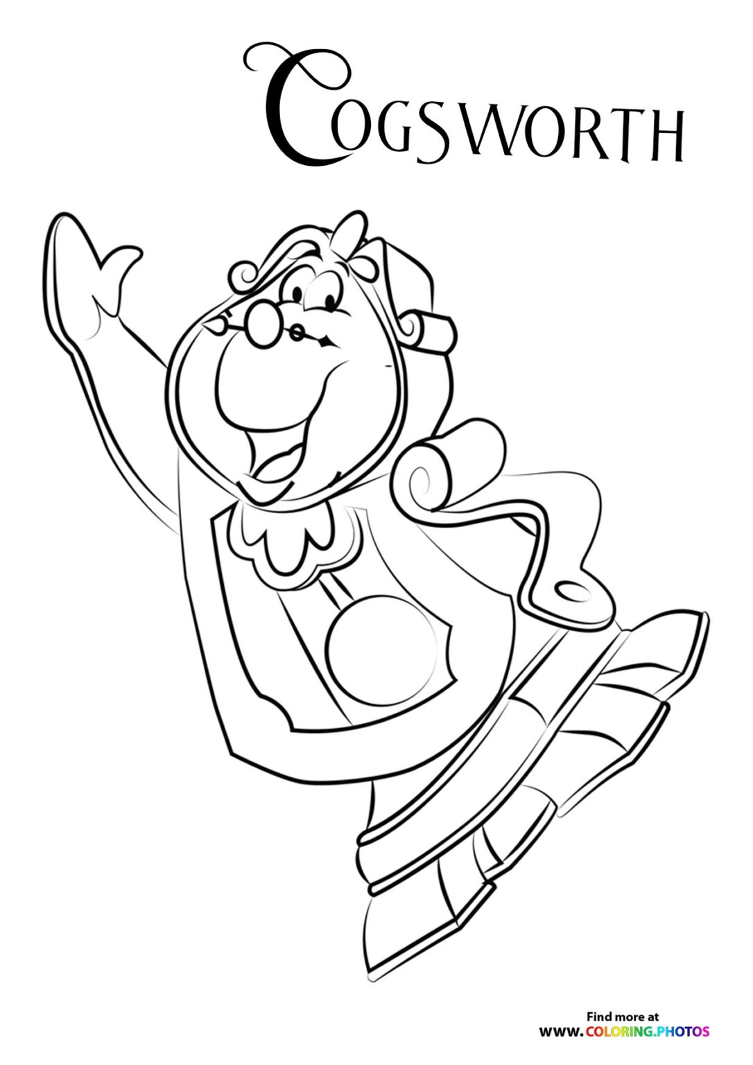 Cogsworth From Beauty And The Beast Coloring Pages For Kids