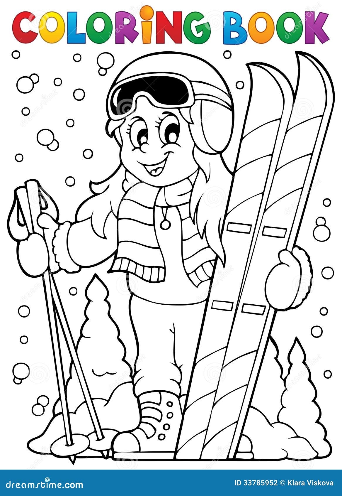 Coloring Book Skiing Theme 1 Stock Photography Image 33785952