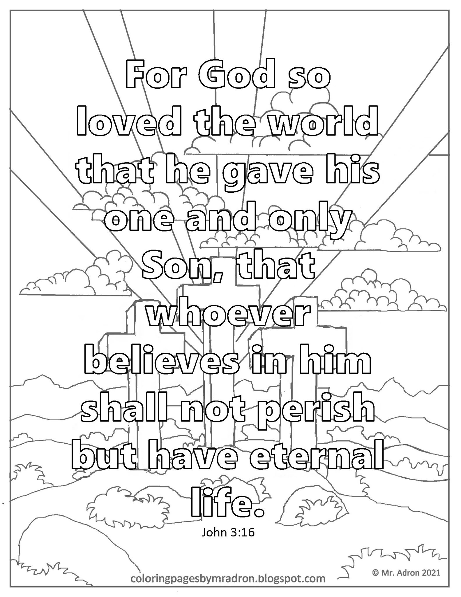 Coloring Pages For Kids By Mr Adron Free Printable Coloring Page Of John 3 16 For God So