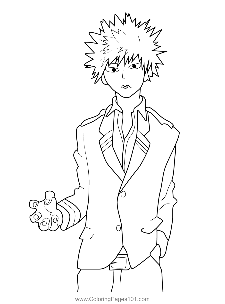 Coloring Pages Katsuki Mha Bakugo Bakugou Hero Academia Izuku Boku Printable Anime Midoriya