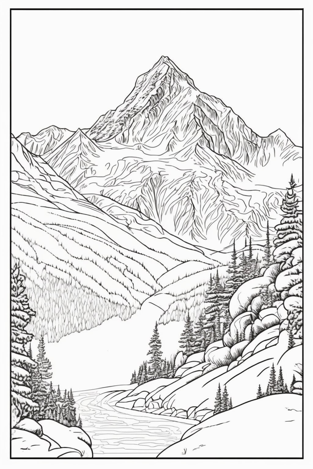 Mountains Coloring Pages