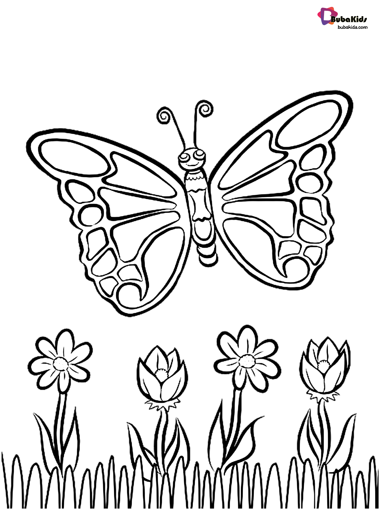 Butterfly And Flower Coloring Pages