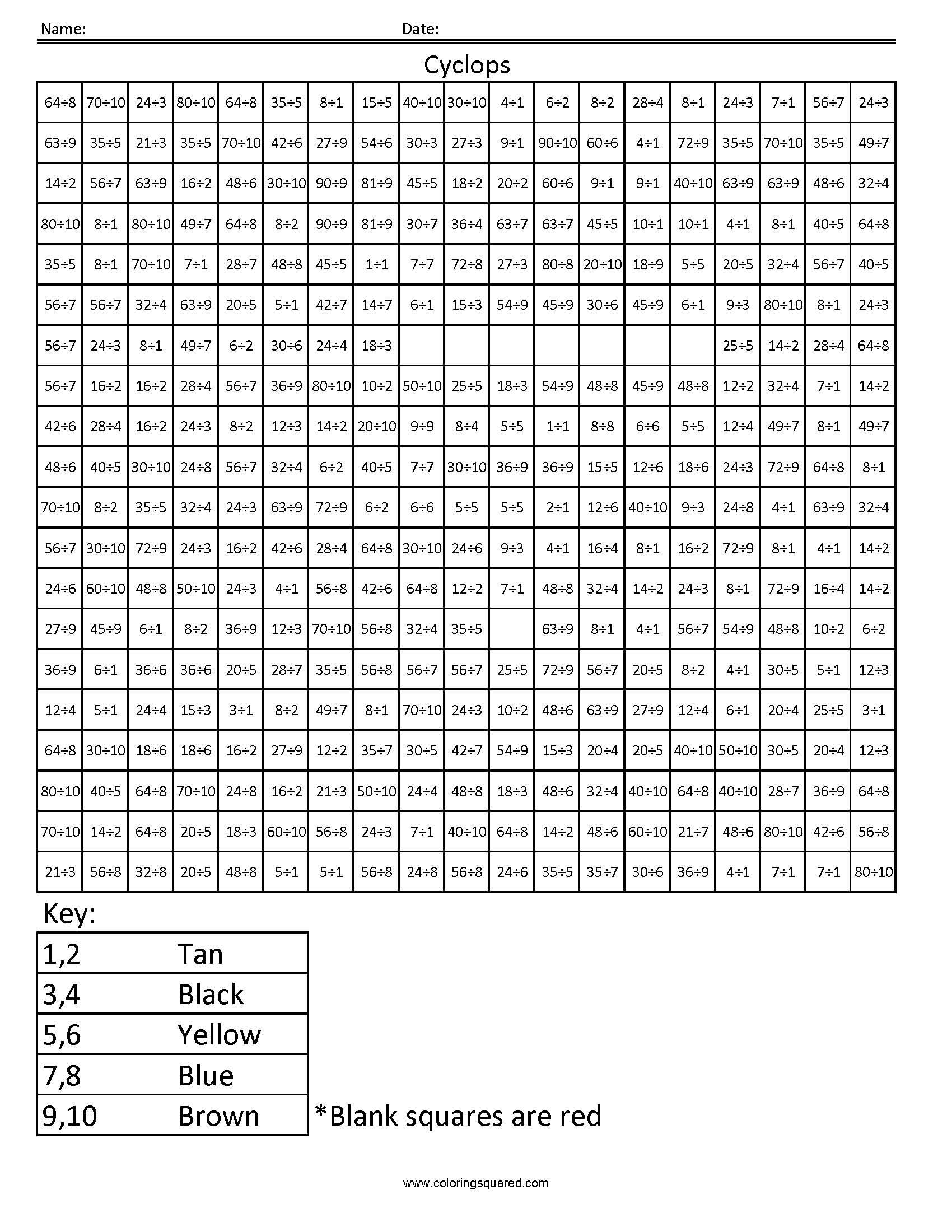 Coloring Squared Division Christmas Coloring Page