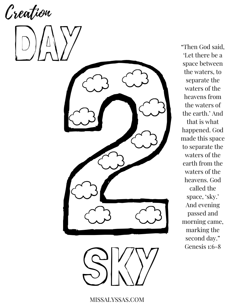 Creation Day 2 Coloring Page