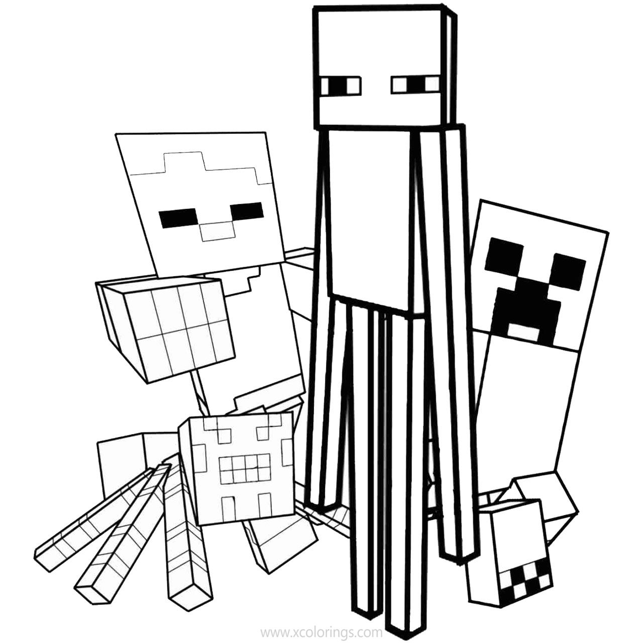 Creeper Coloring Pages With Minecraft Characters XColorings