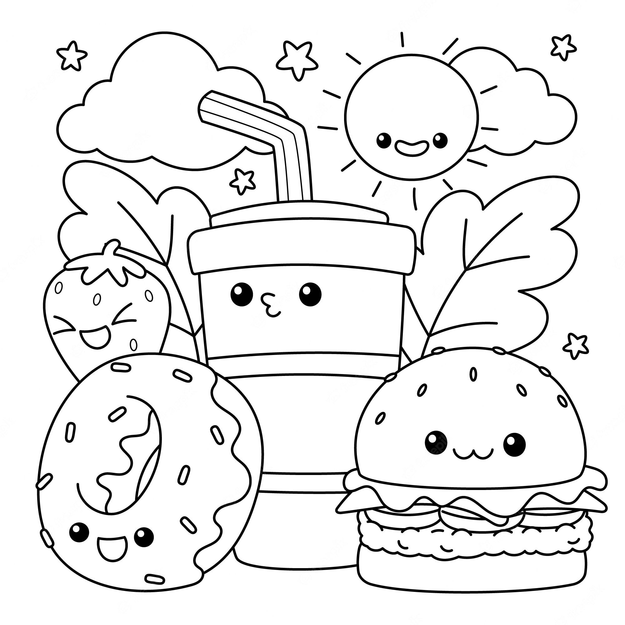Cute Foods Coloring Pages Free Coloring Home