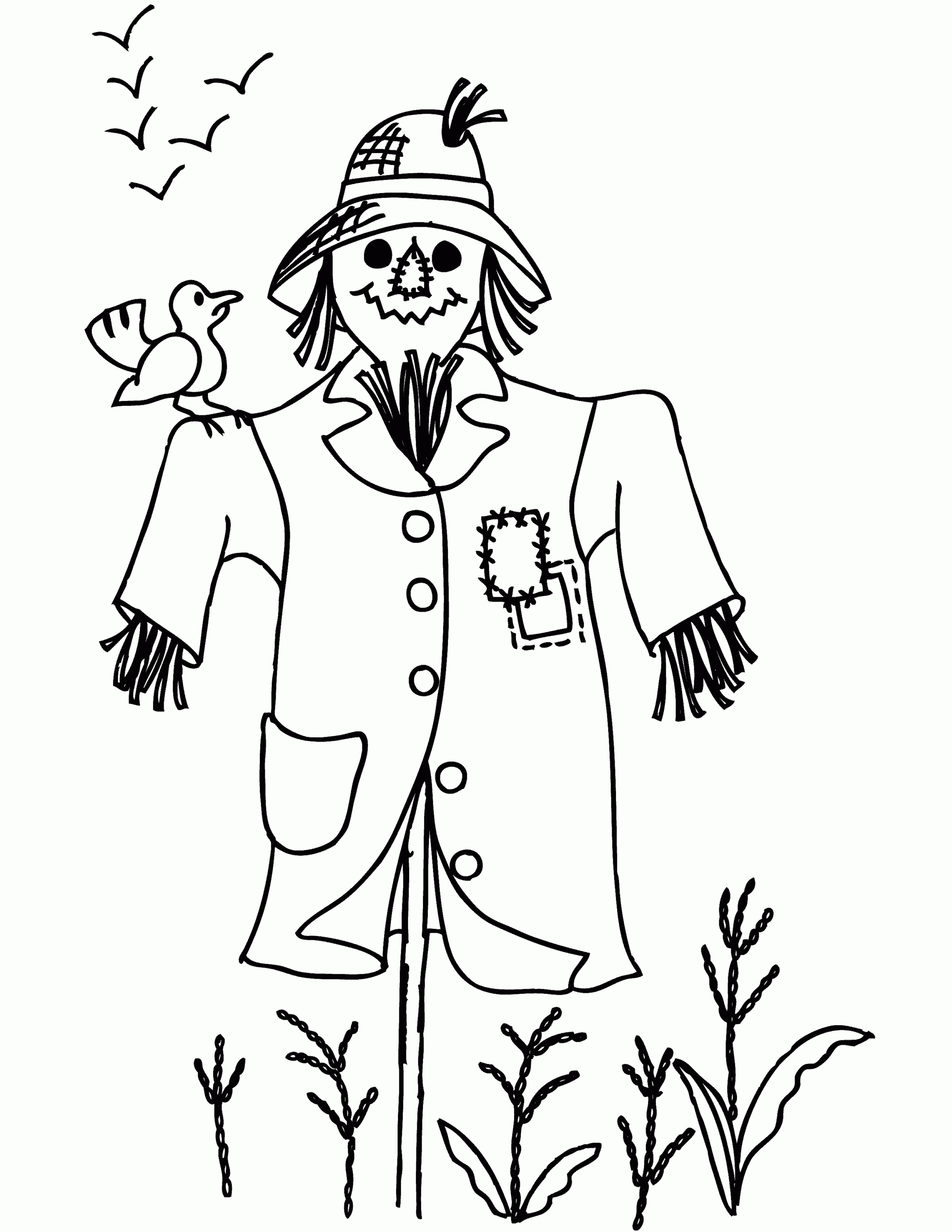 Cute Scarecrow Coloring Pages