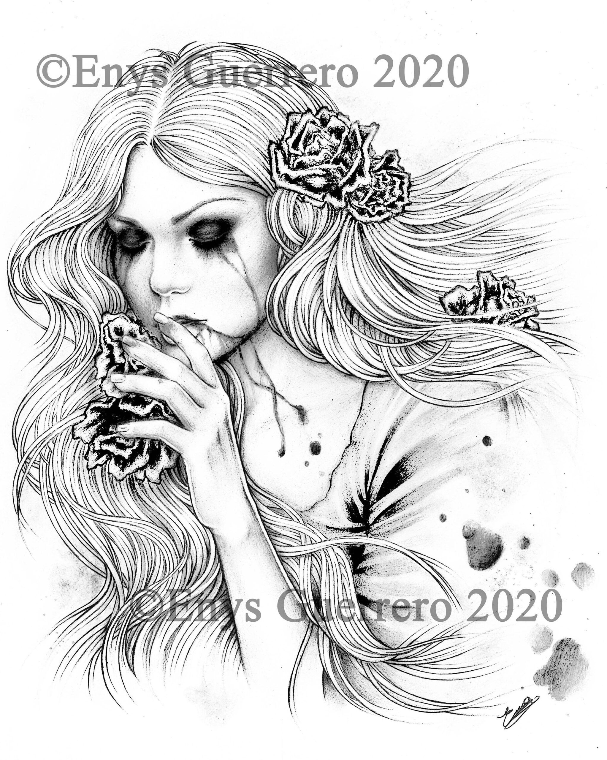 Dark Secret Coloring Page Goth Fantasy Printable Download Etsy Canada