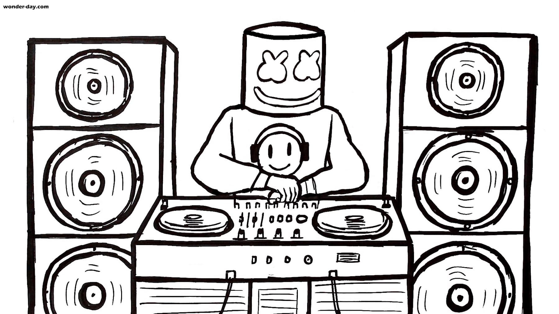 Dj Marshmallow Coloring Page Coloring Pages