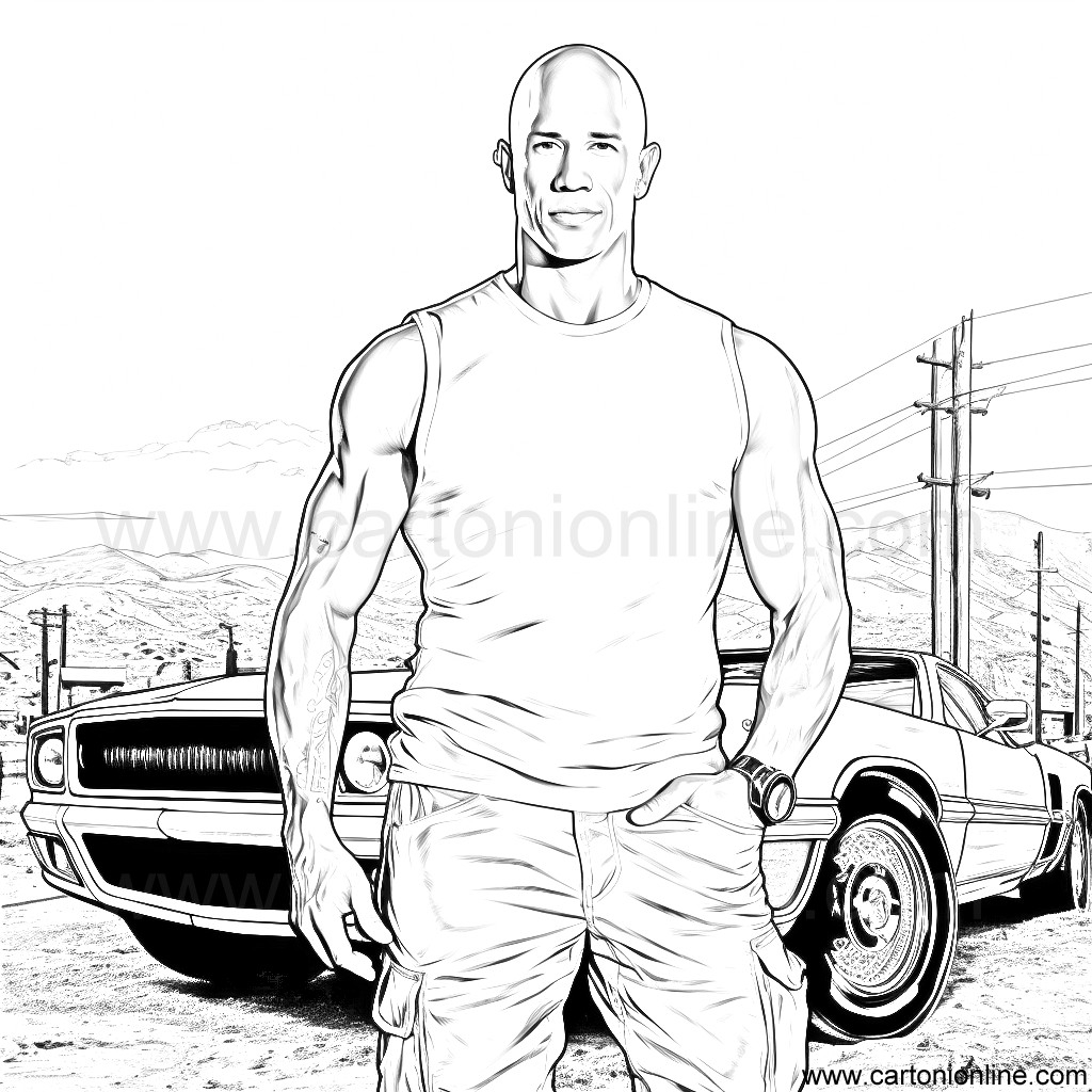 Dominic Dom Toretto Vin Diesel From Fast And Furious Coloring Page