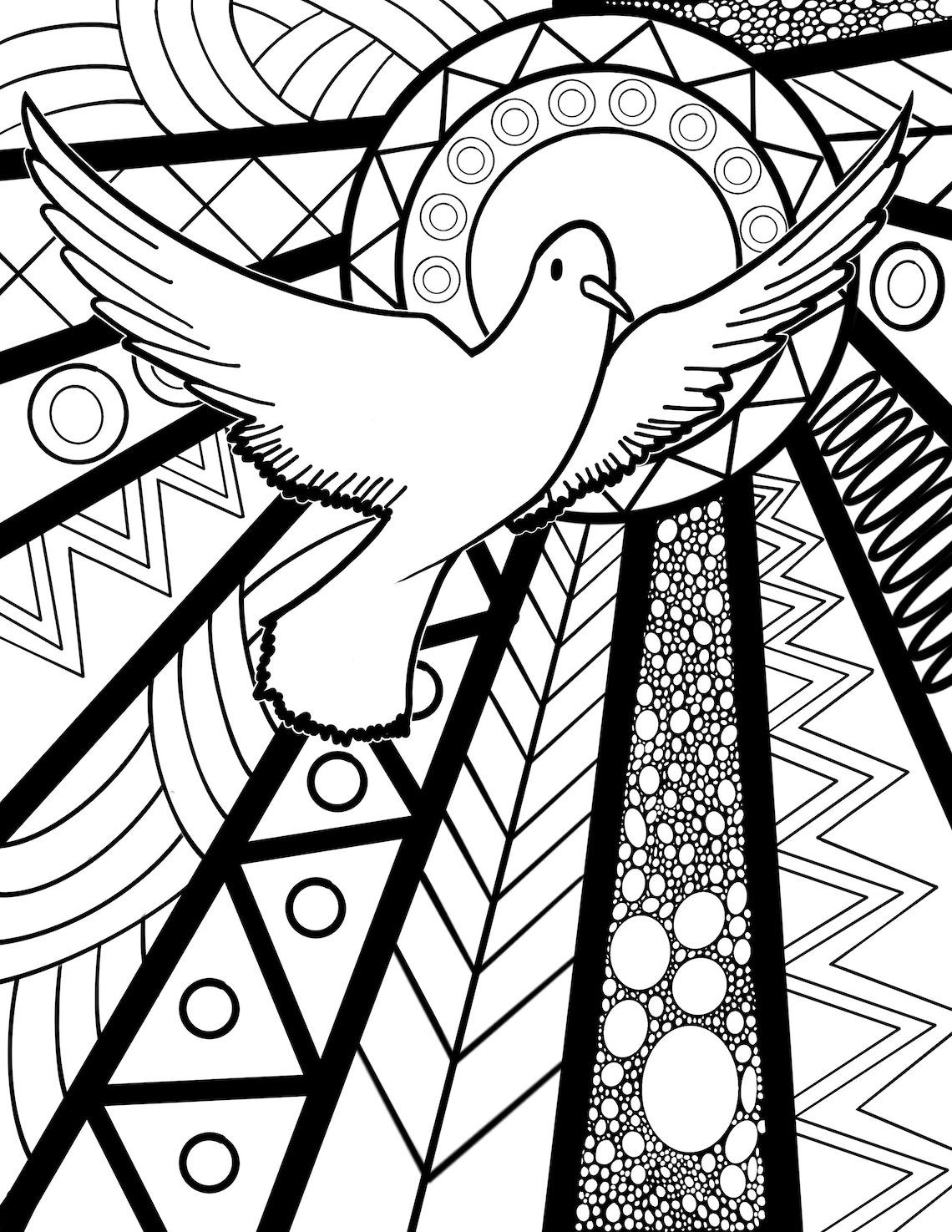 Dove Coloring Page For Kids Adults And Toddlers 8 5X11 PDF Etsy