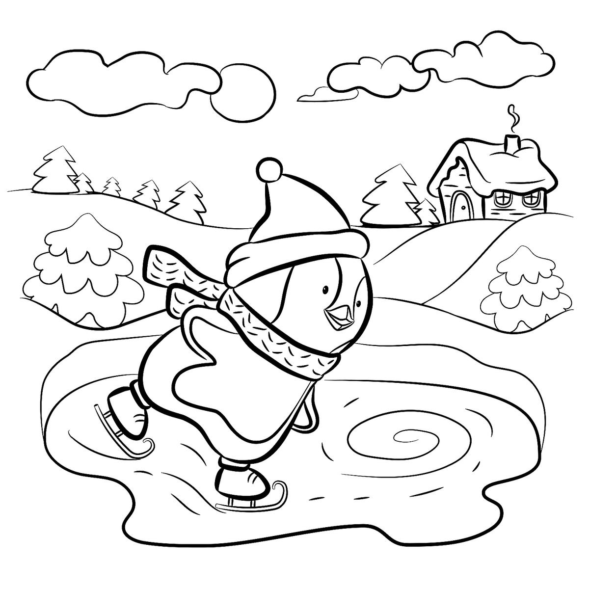 Download Free Coloring Pages Winter Activities Pics Super Coloring