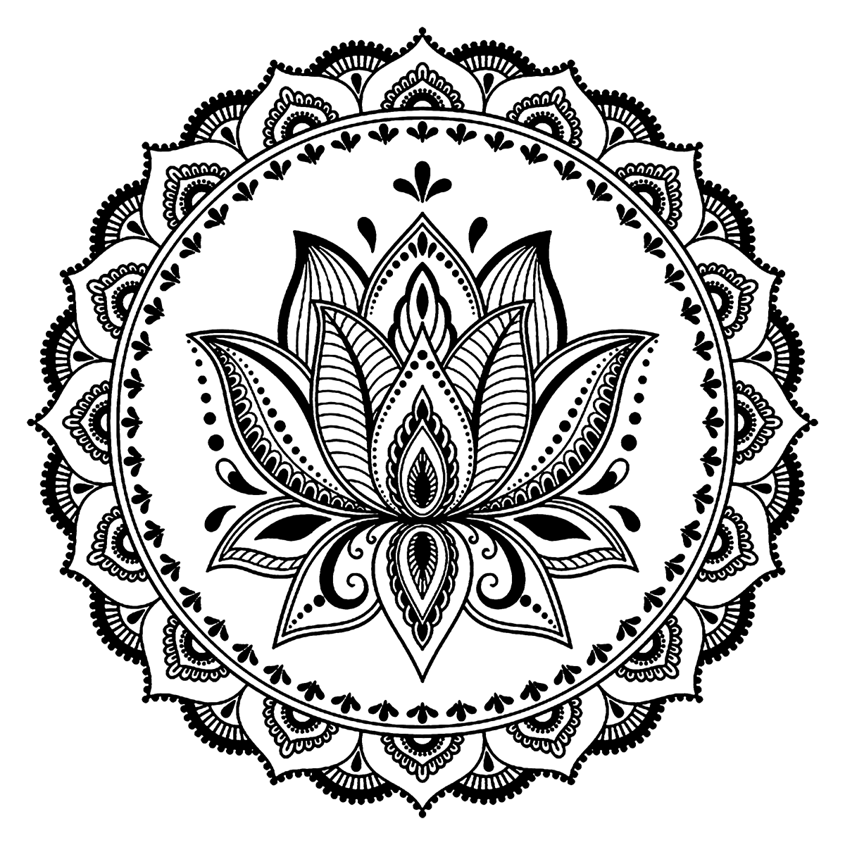 Easy Lotus Flower Mandala Coloring Pages Coloring Pages