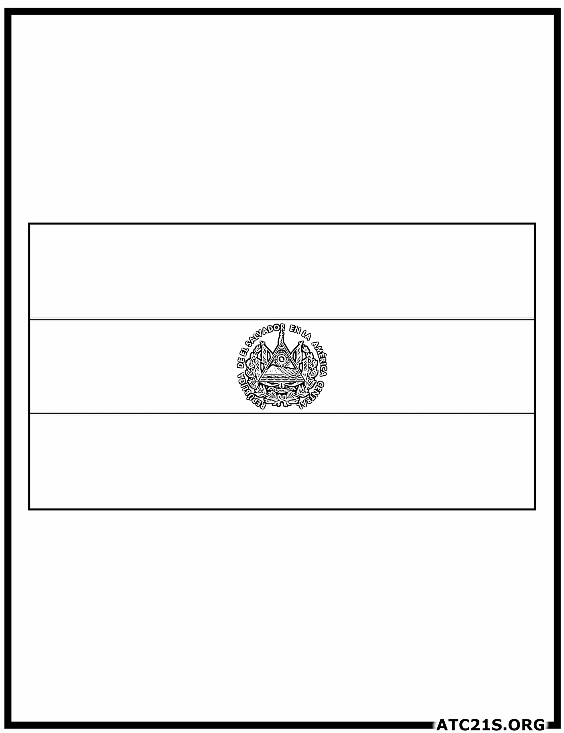 El Salvador Flag Coloring Page ATC21S