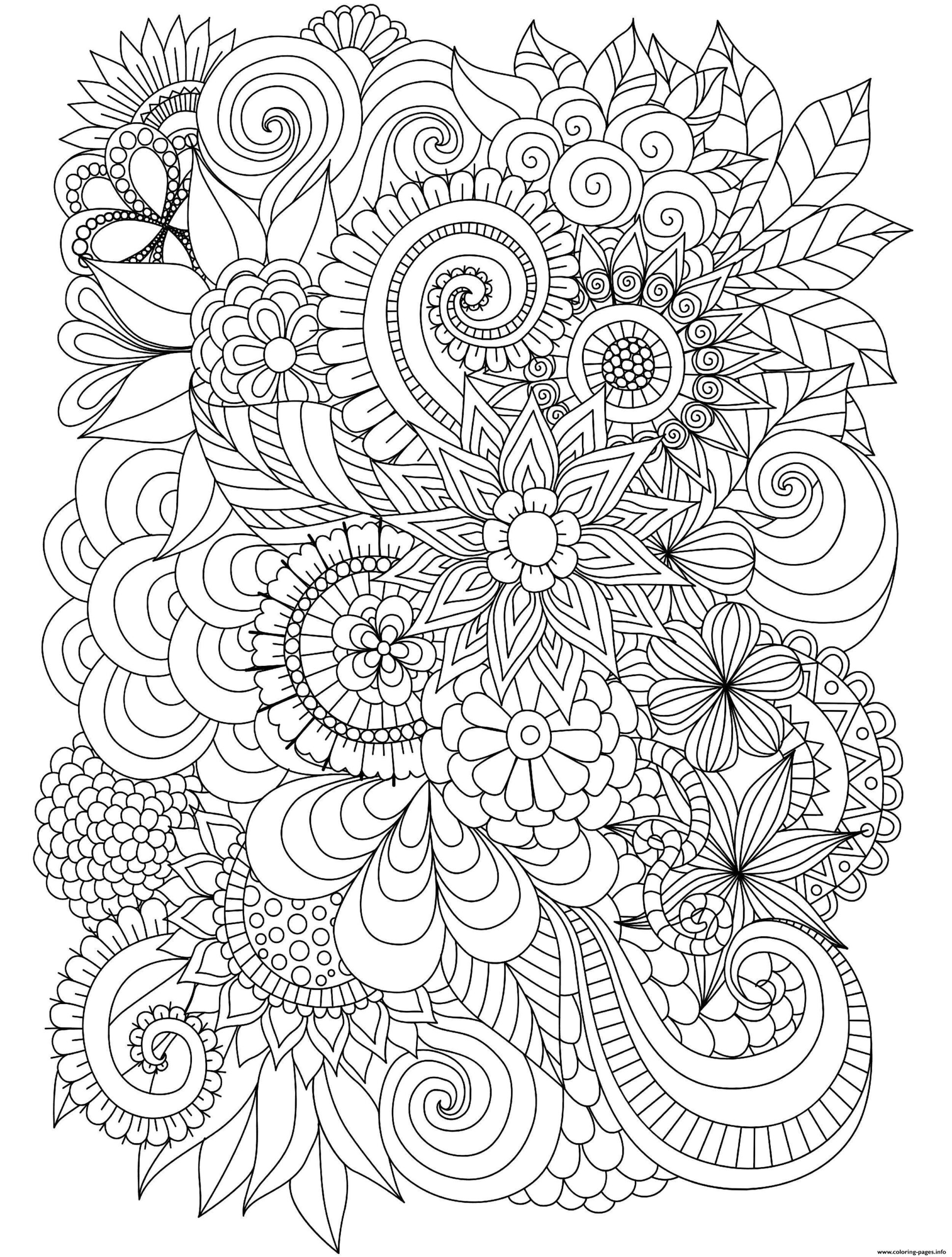 Flowers Adulte Difficult Complex Coloring Page Printable