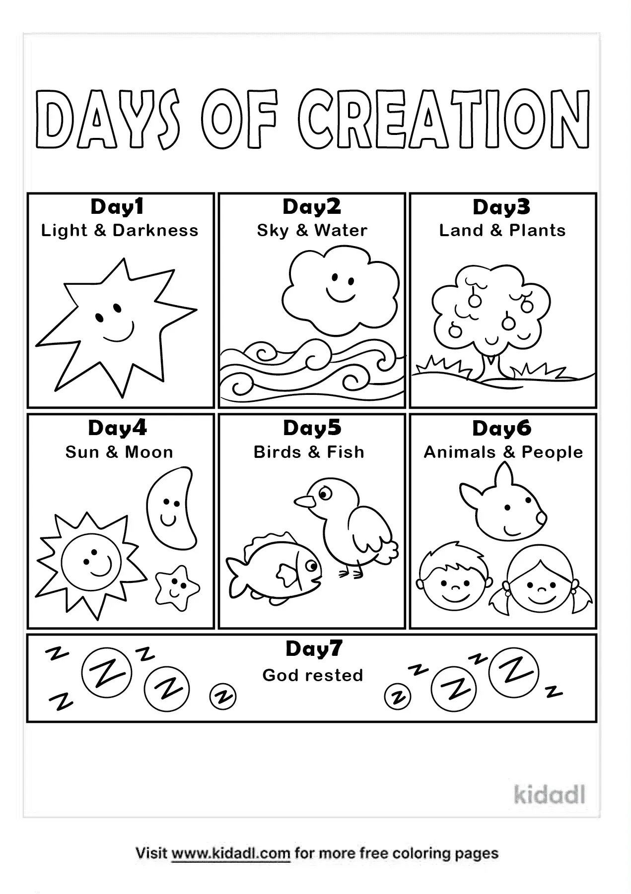 Free 7 Days Of Creation Coloring Page Coloring Page Printables Kidadl