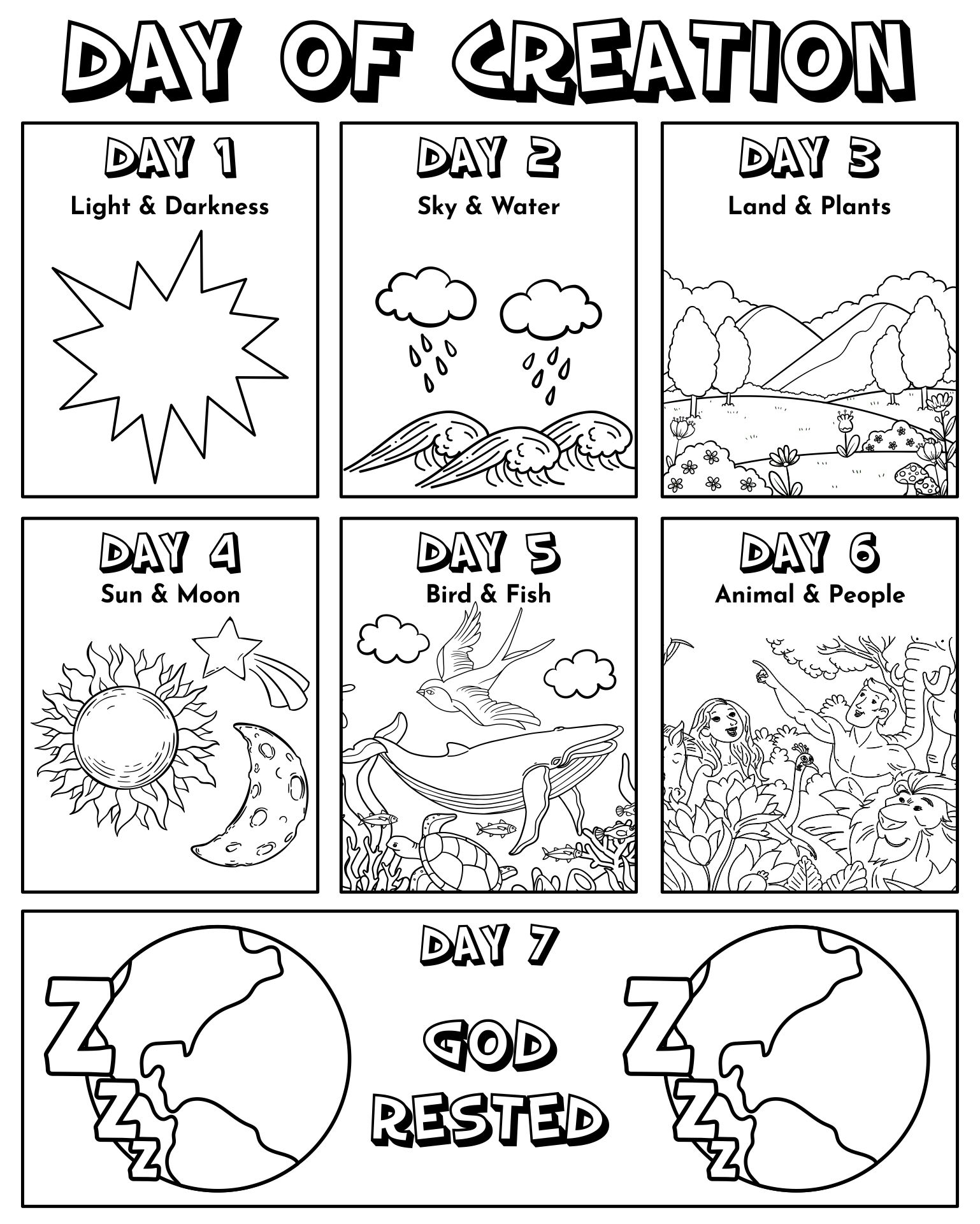 Free Days Of Creation Coloring Page Coloring Page 57 OFF