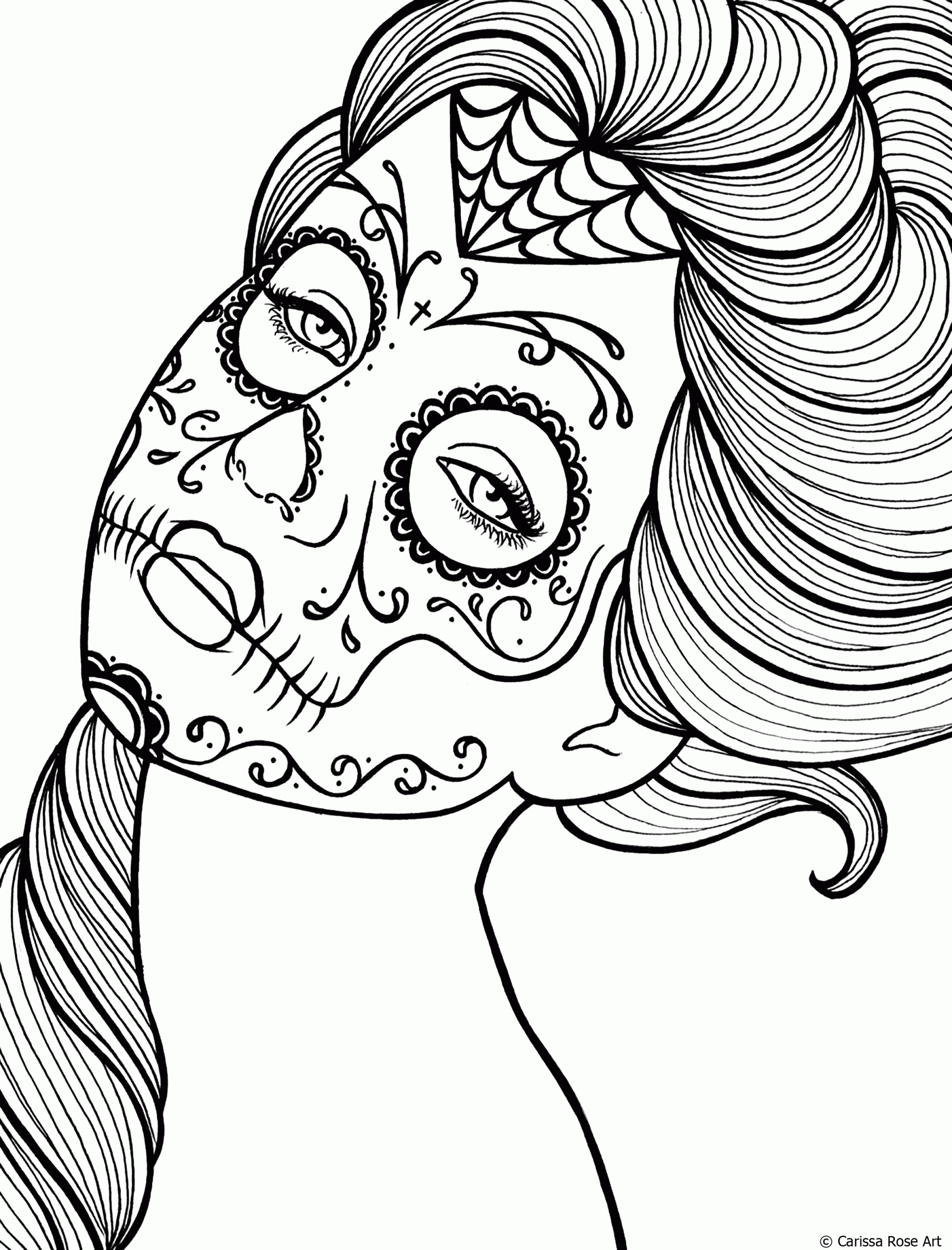 Sugar Skull Woman Coloring Pages