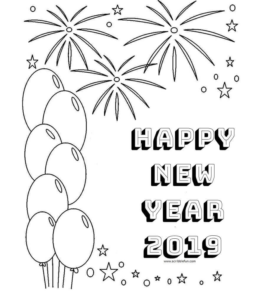 Free New Year 2019 Coloring Pages Printable