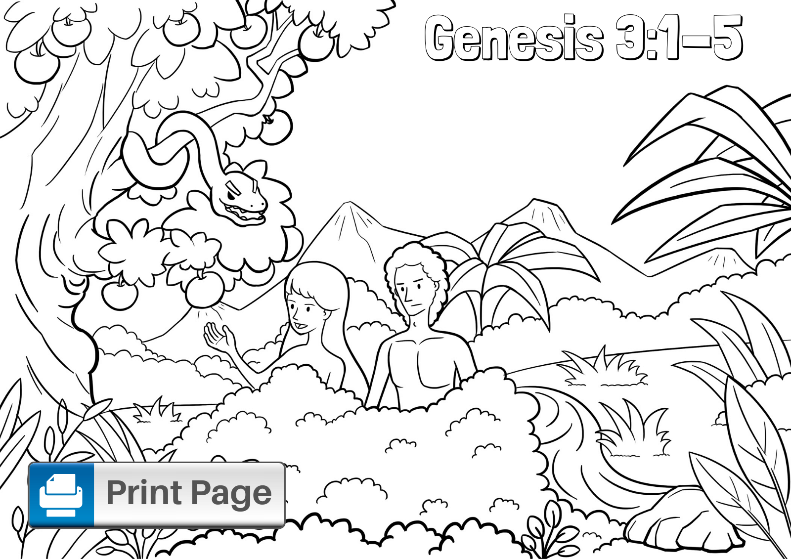 Adam And Eve Coloring Page