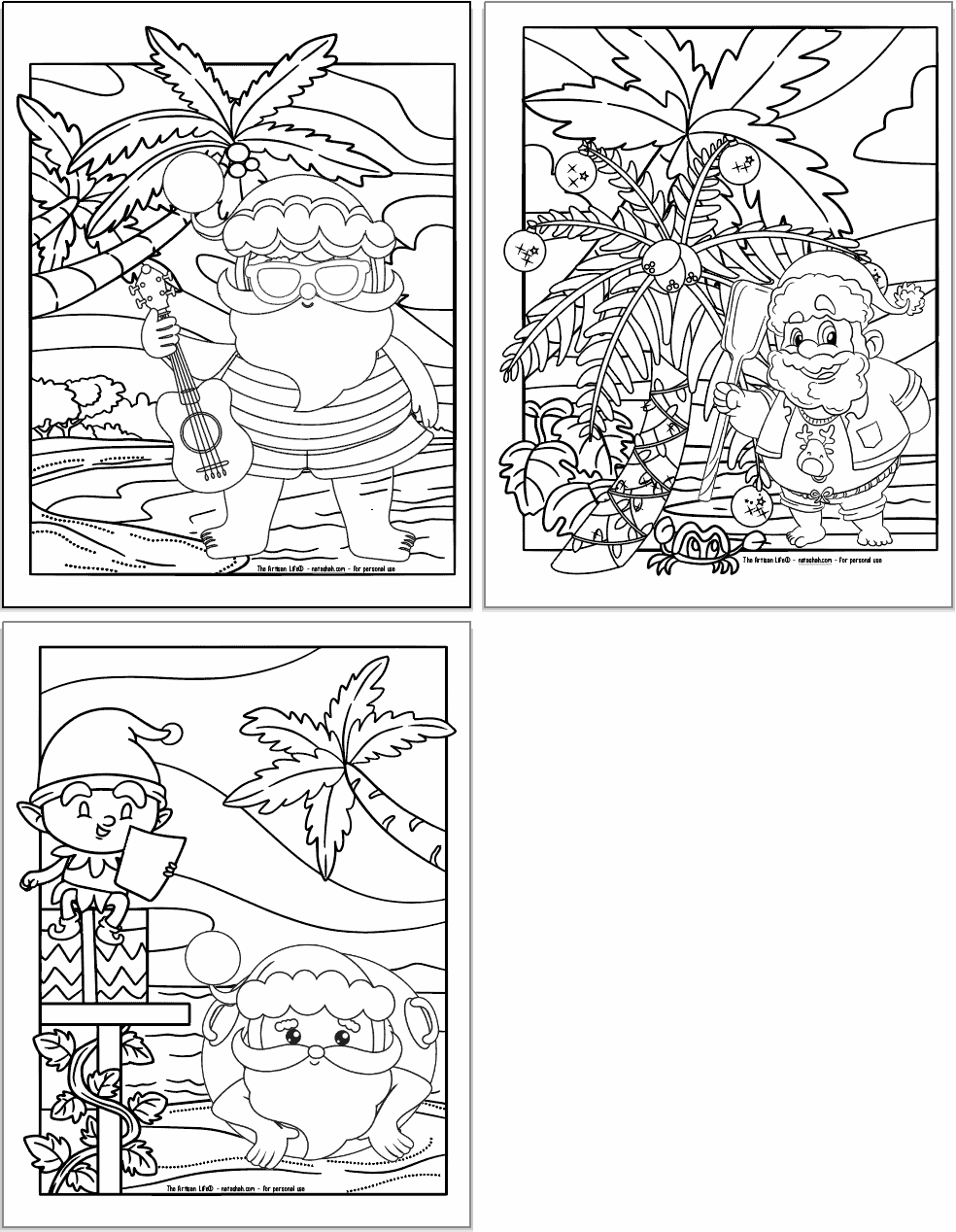 Free Printable Beach Santa Christmas Coloring Pages Hawaiian Christmas Coloring Sheets The