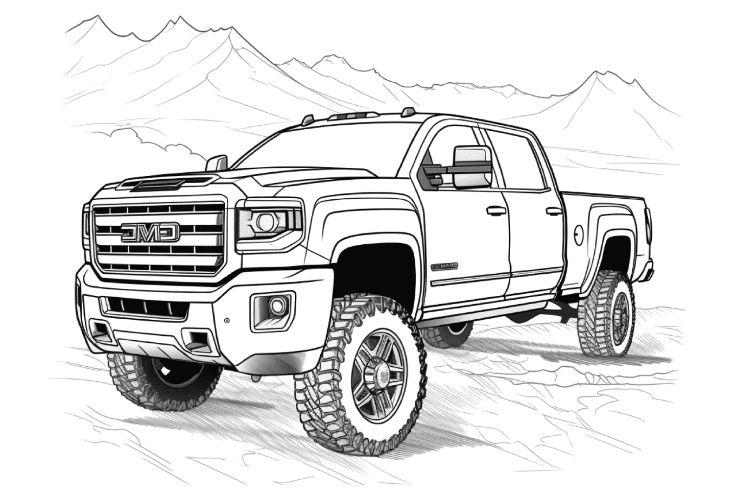 GMC New 2024 Sierra HD Trucks Coloring Free Printable Coloring Pages