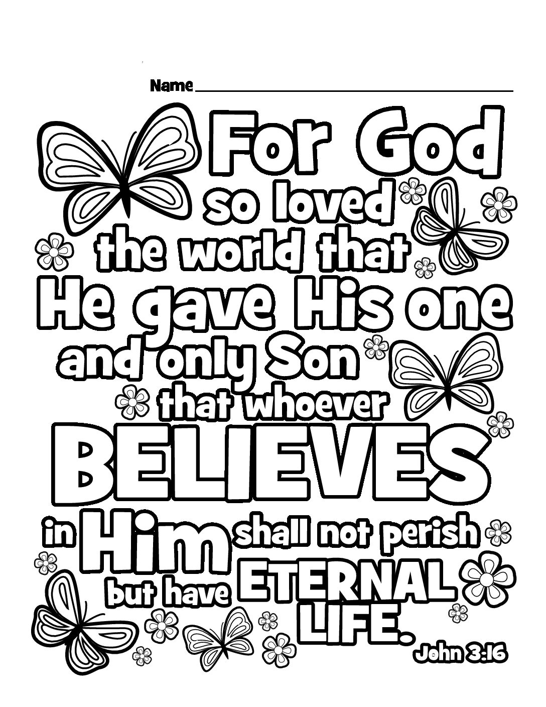 God Is Love John 3 16 Coloring Page Coloring Pages