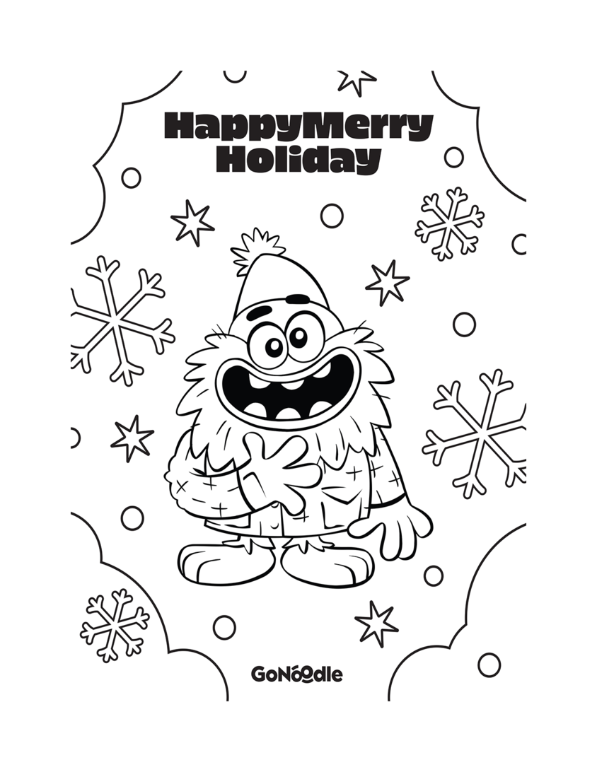 GoNoodle HappyMerryHoliday Coloring Sheets