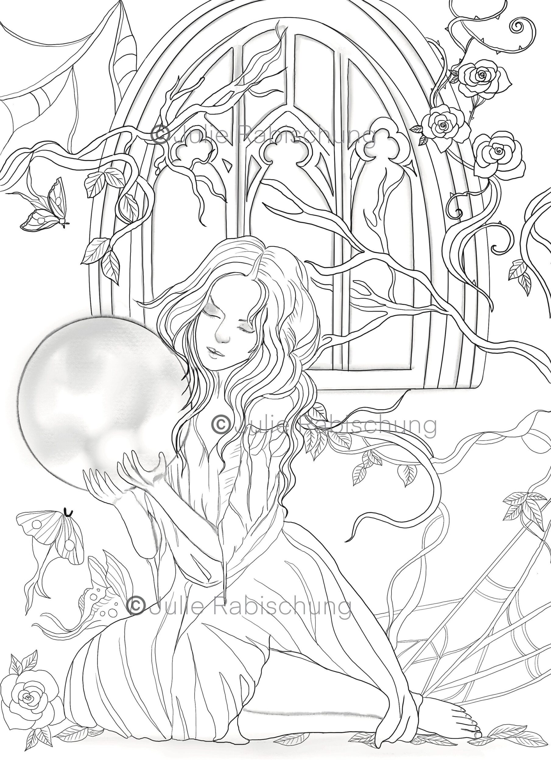Gothic Fantasy Kleurplaat Digitaal Afdrukbare Lineart Etsy Nederland
