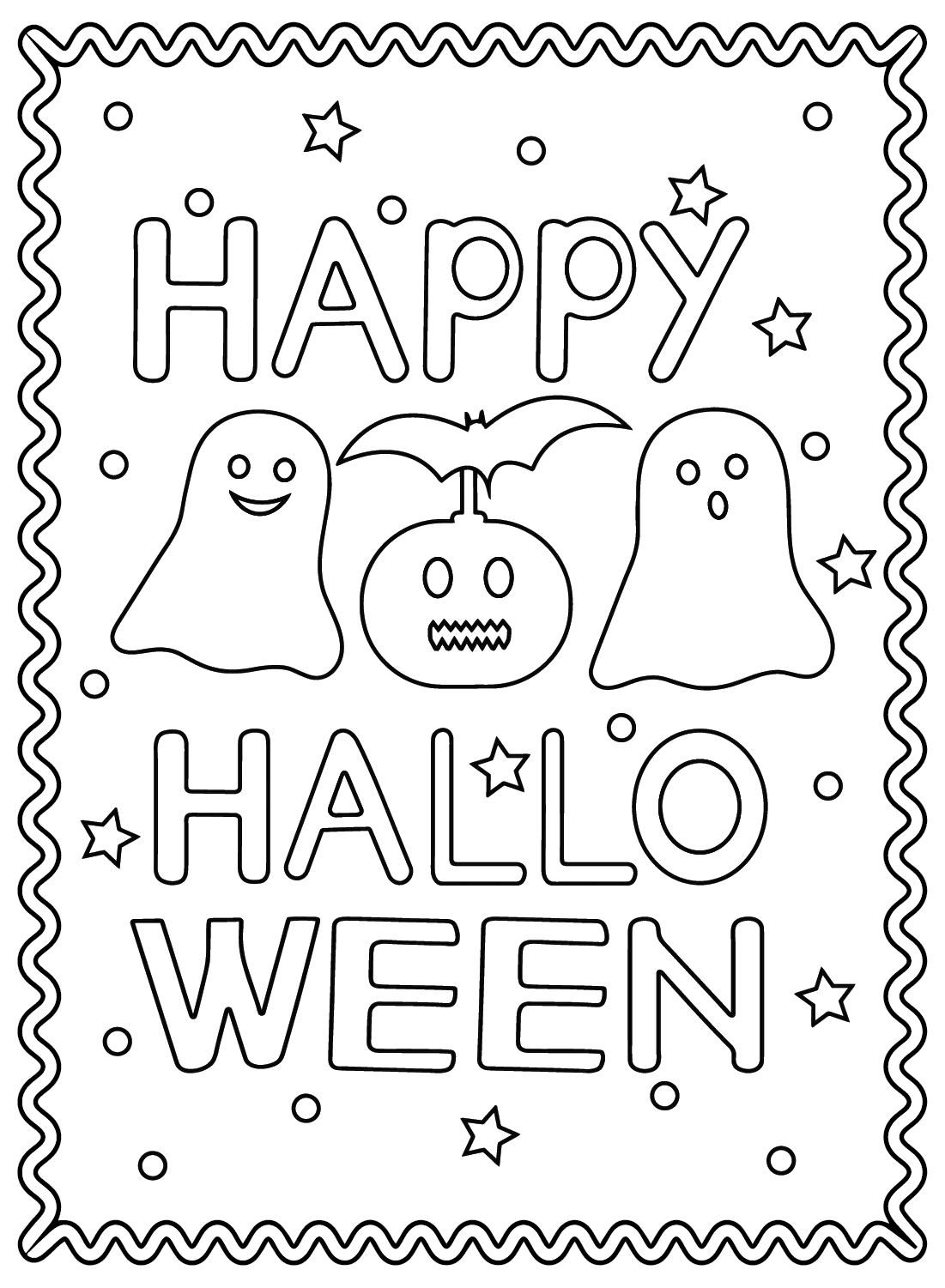 Halloween Cards Coloring Page PDF Free Printable Coloring Pages