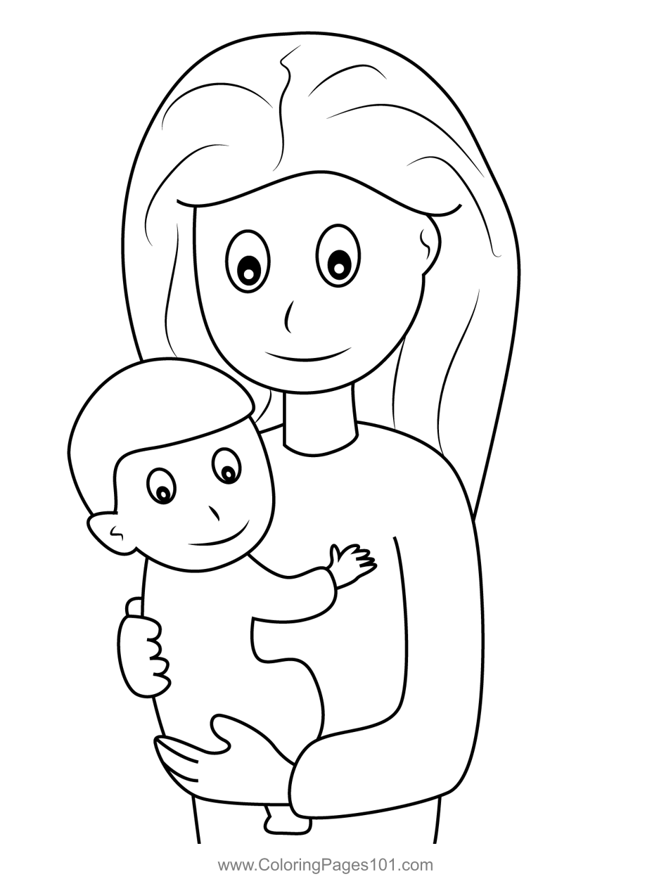 Happy Mom And Baby Coloring Page For Kids Free Mother S Day Printable Coloring Pages Online