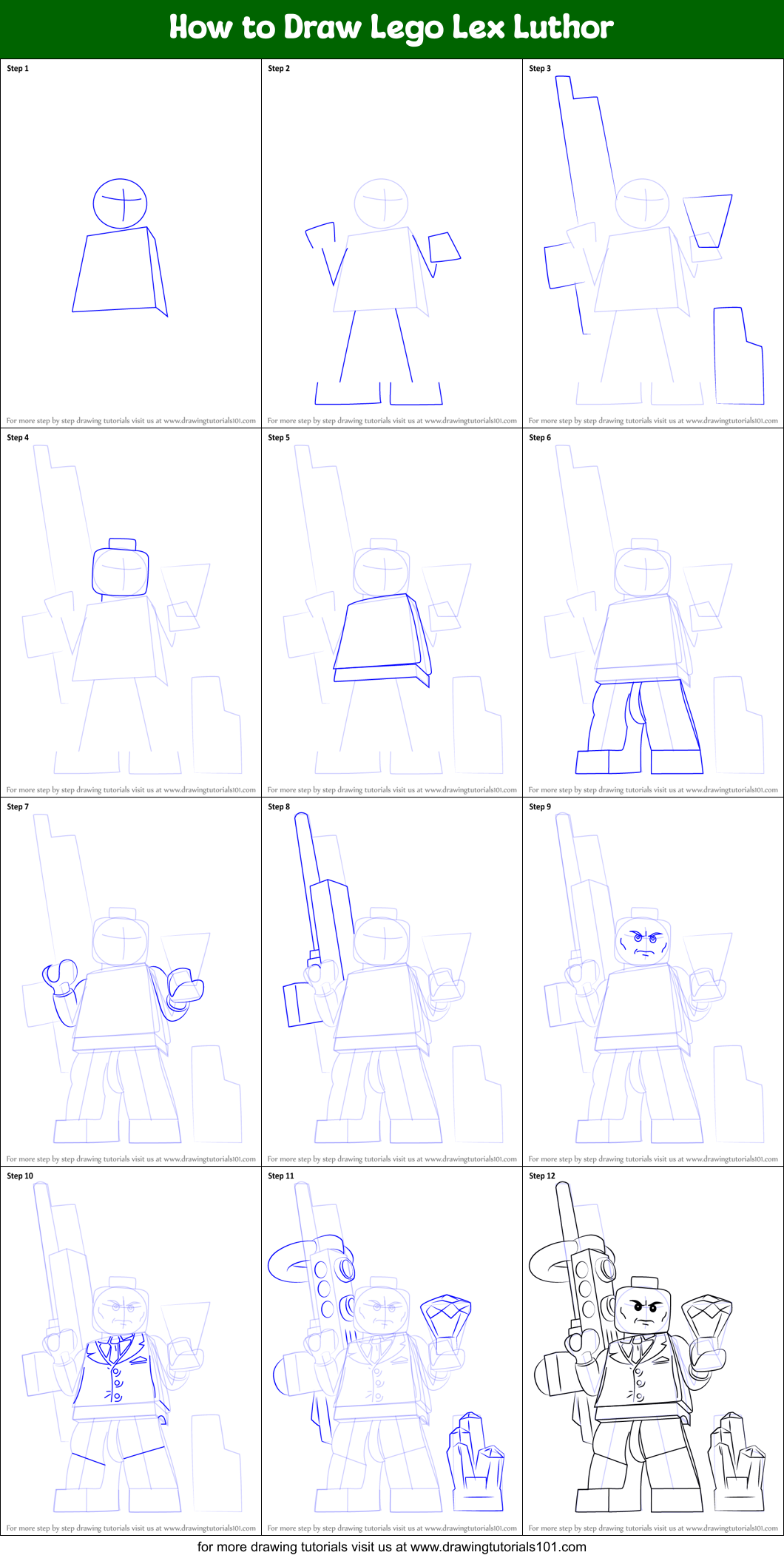 How To Draw Lego Lex Luthor Printable Step By Step Drawing Sheet DrawingTutorials101