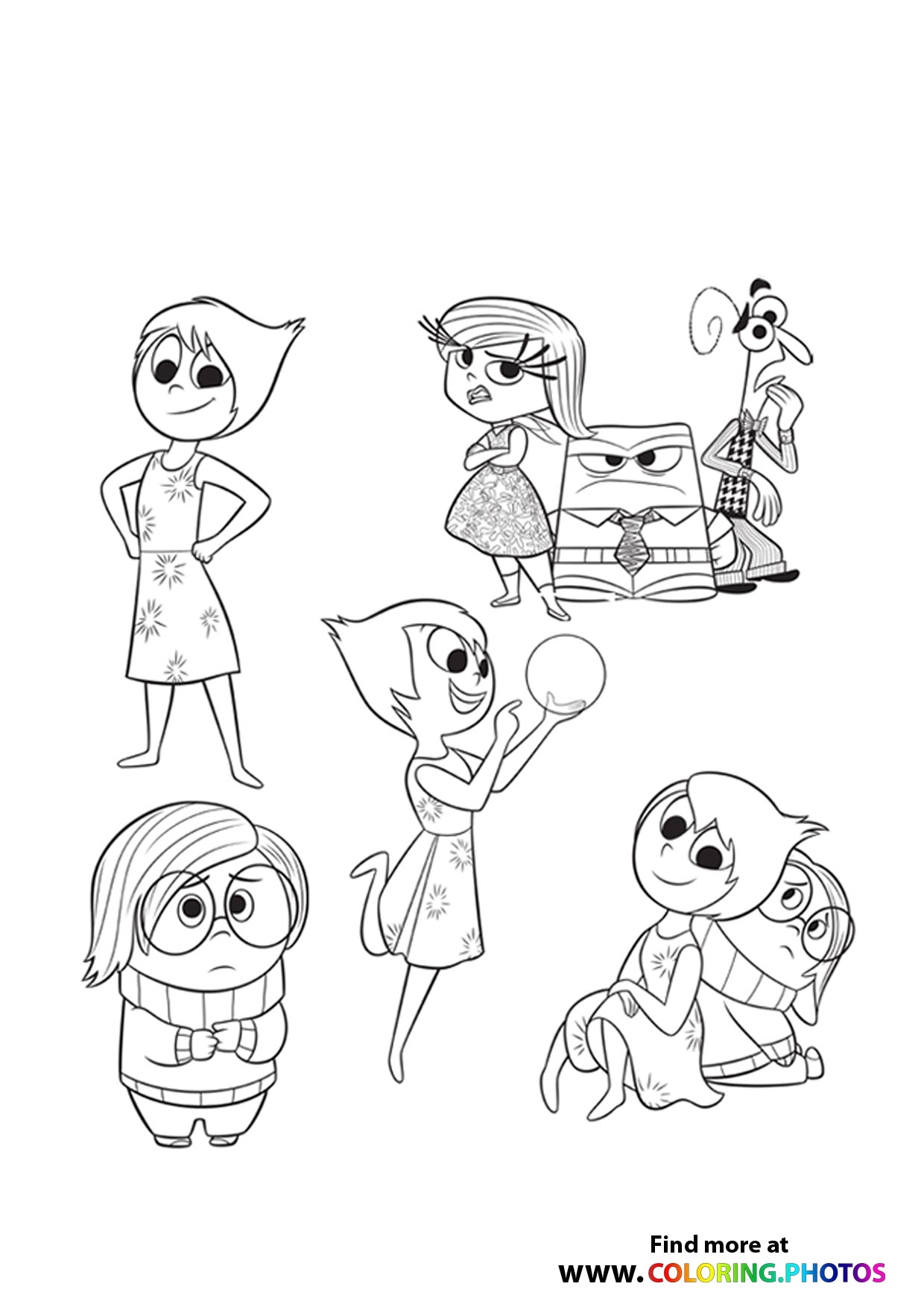 Inside Out All Characters Coloring Pages For Kids Free Print