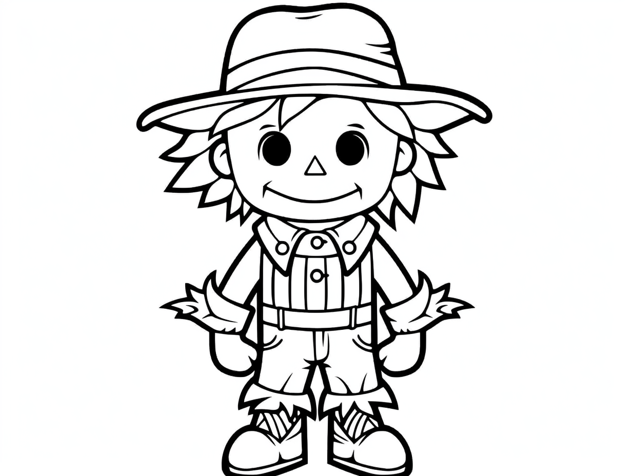 Irresistibly Cute Scarecrow Coloring Coloring Page
