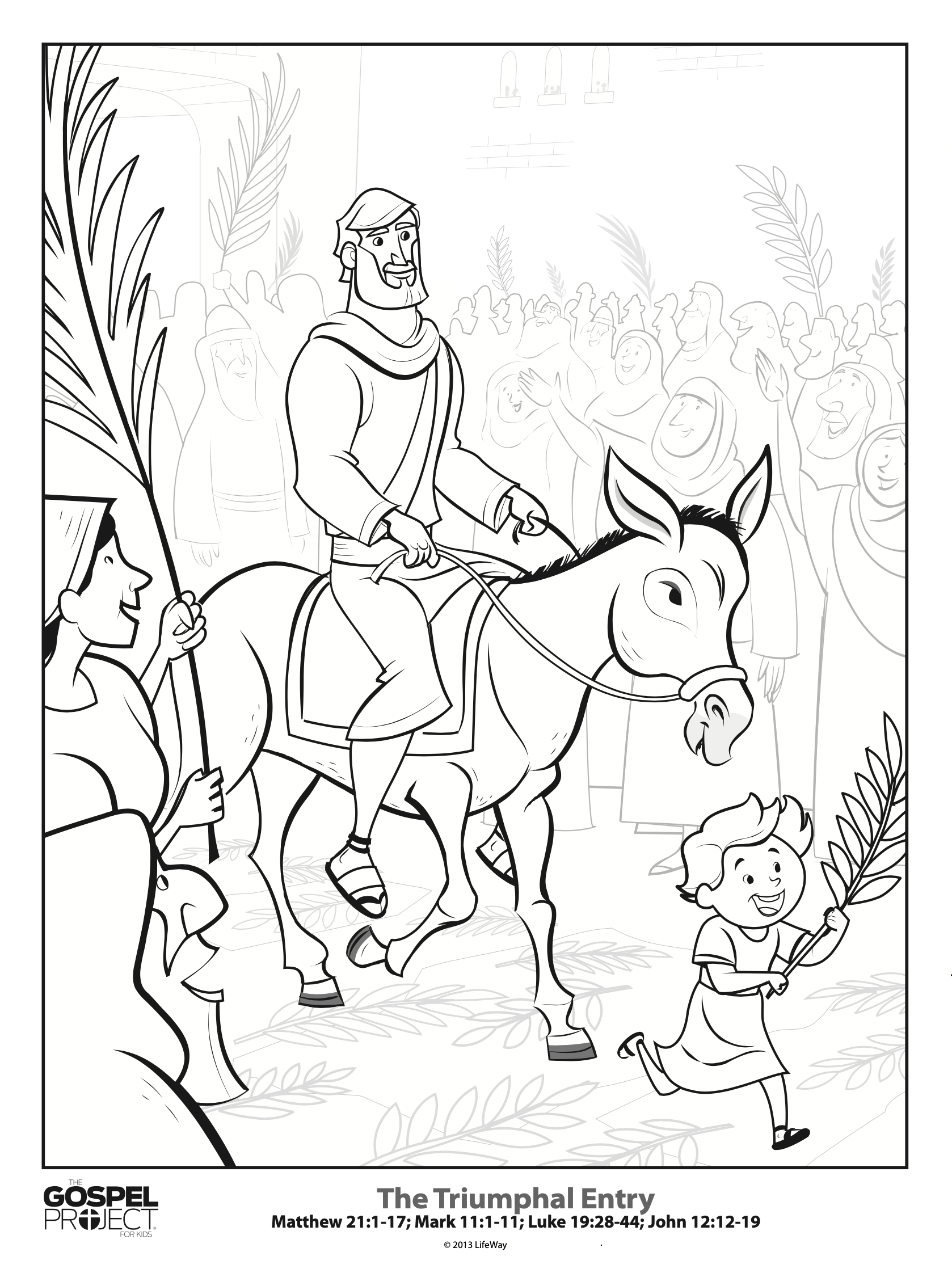 Jesus Triumphal Entry Coloring Page Coloring Pages